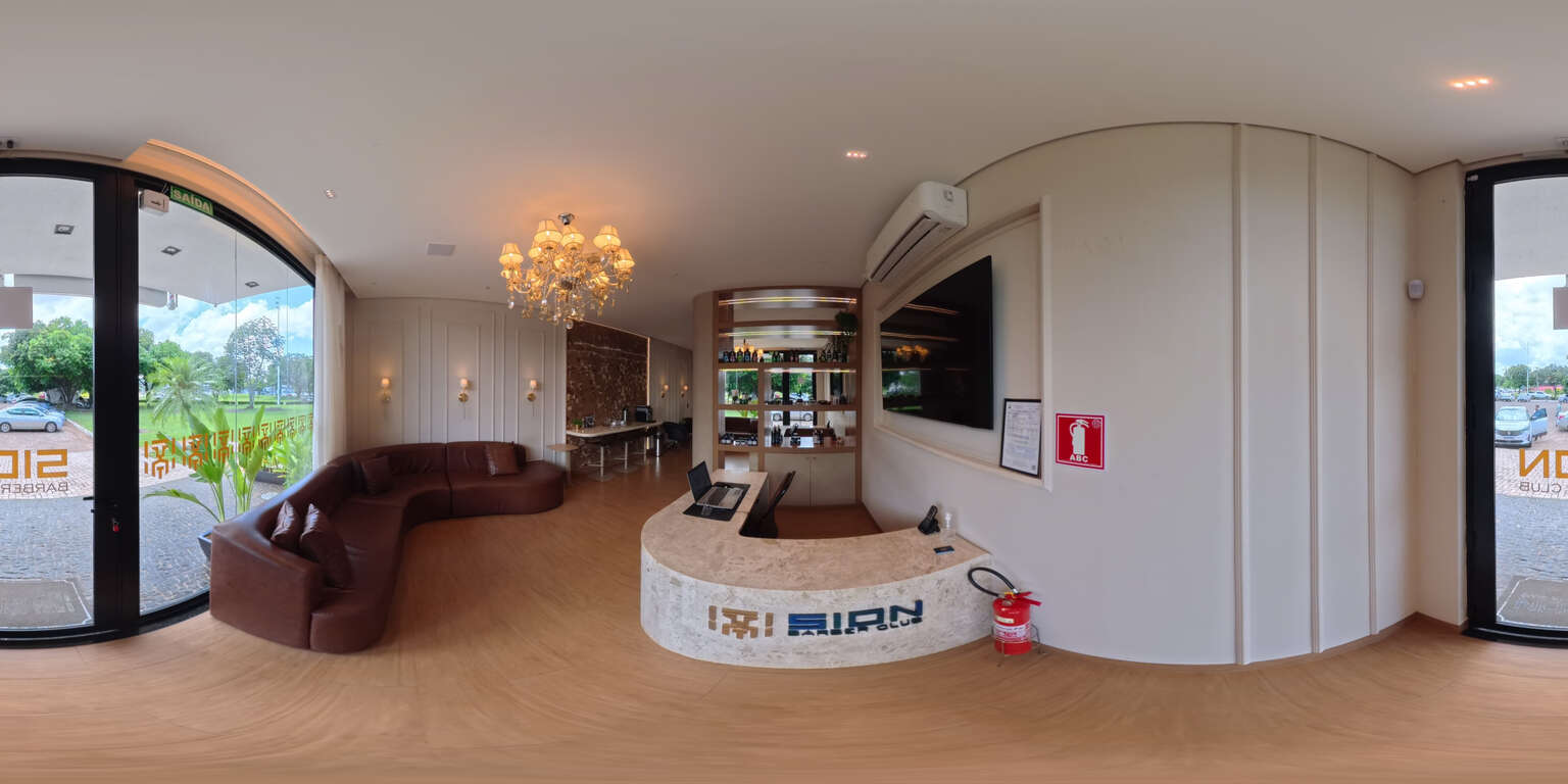 Vue panoramique de l’intérieur du Sion Barber Club
